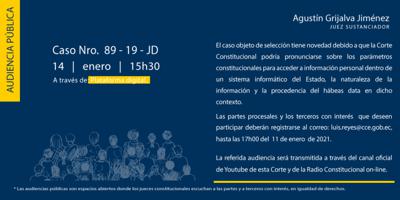 Audiencia Pública Caso Nro. 89-19-JD