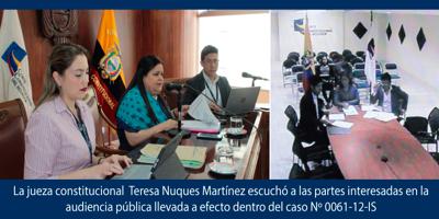 Audiencia del caso Nº 0061-12-IS se llevó a cabo en la Corte Constitucional
